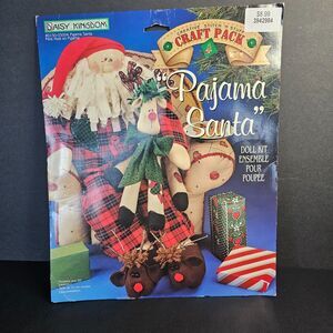 New Vtg Daisy Kingdom Pajama Santa Reindeer Doll Kit 20 Inch 1997 Craft Kit